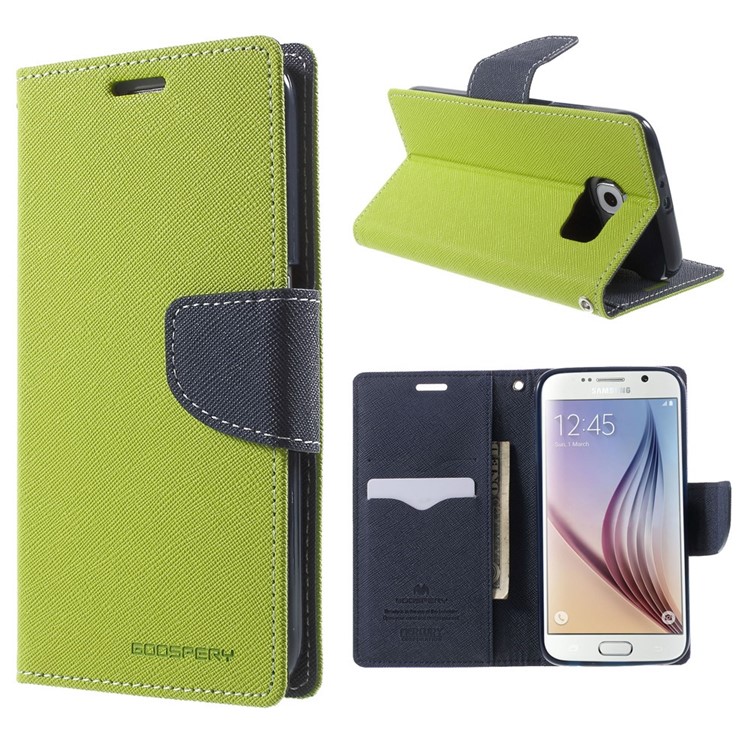 MERCURY Goospery for Samsung Galaxy S6 G920 Fancy Diary Leather Stand Cover - Green-1