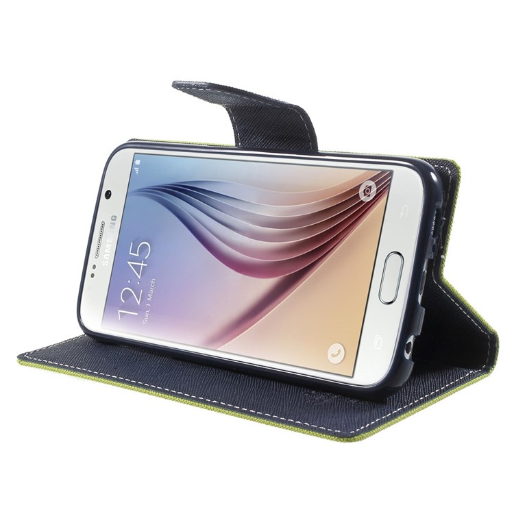 MERCURY Goospery for Samsung Galaxy S6 G920 Fancy Diary Leather Stand Cover - Green-3