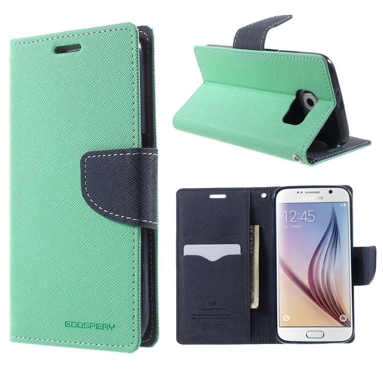 MERCURY Goospery for Samsung Galaxy S6 G920 Fancy Diary Leather Stand Cover - Cyan-1