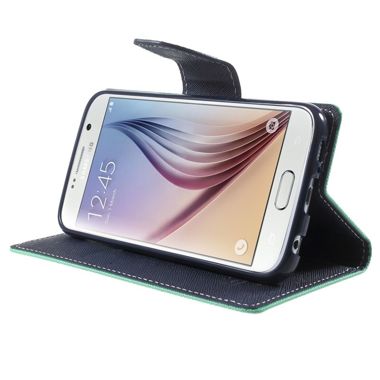 MERCURY Goospery for Samsung Galaxy S6 G920 Fancy Diary Leather Stand Cover - Cyan-3
