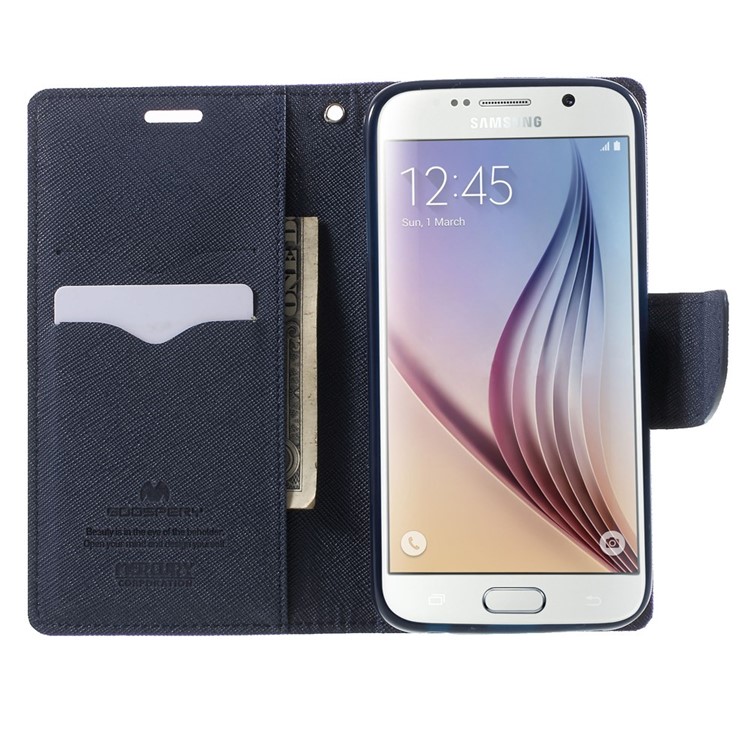MERCURY Goospery for Samsung Galaxy S6 G920 Fancy Diary Leather Stand Cover - Cyan-5