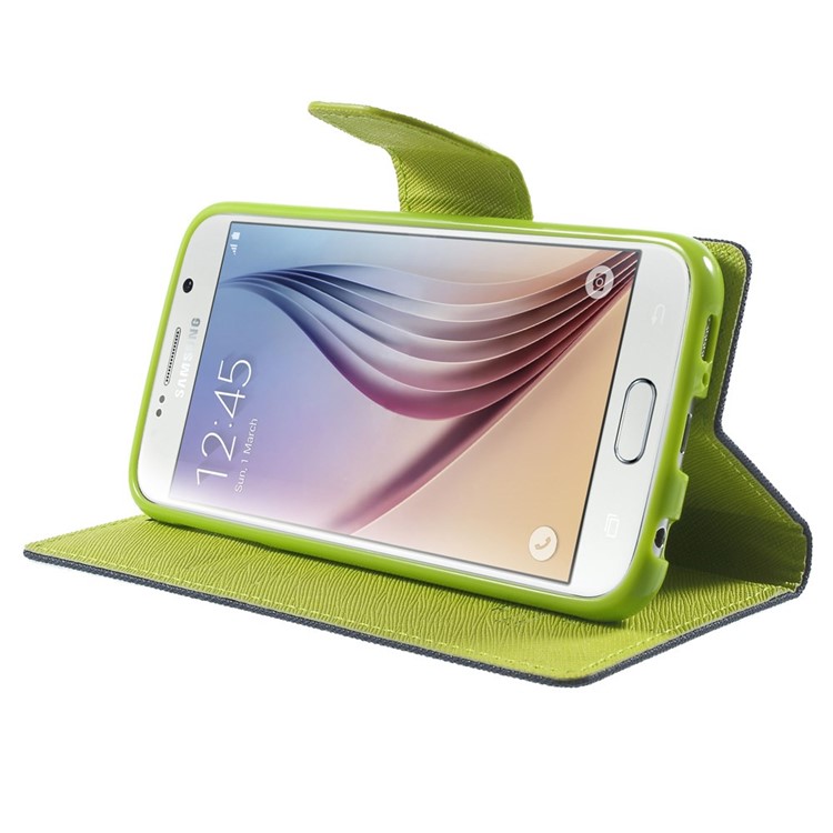 MERCURY Goospery for Samsung Galaxy S6 G920 Fancy Diary Leather Stand Shell - Blue-3