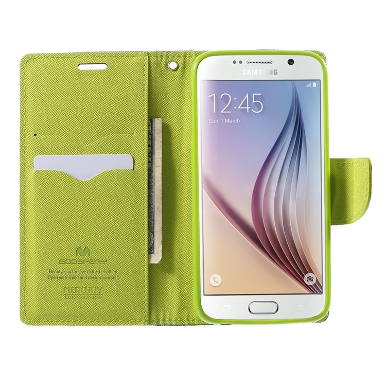 MERCURY Goospery for Samsung Galaxy S6 G920 Fancy Diary Leather Stand Shell - Blue-5