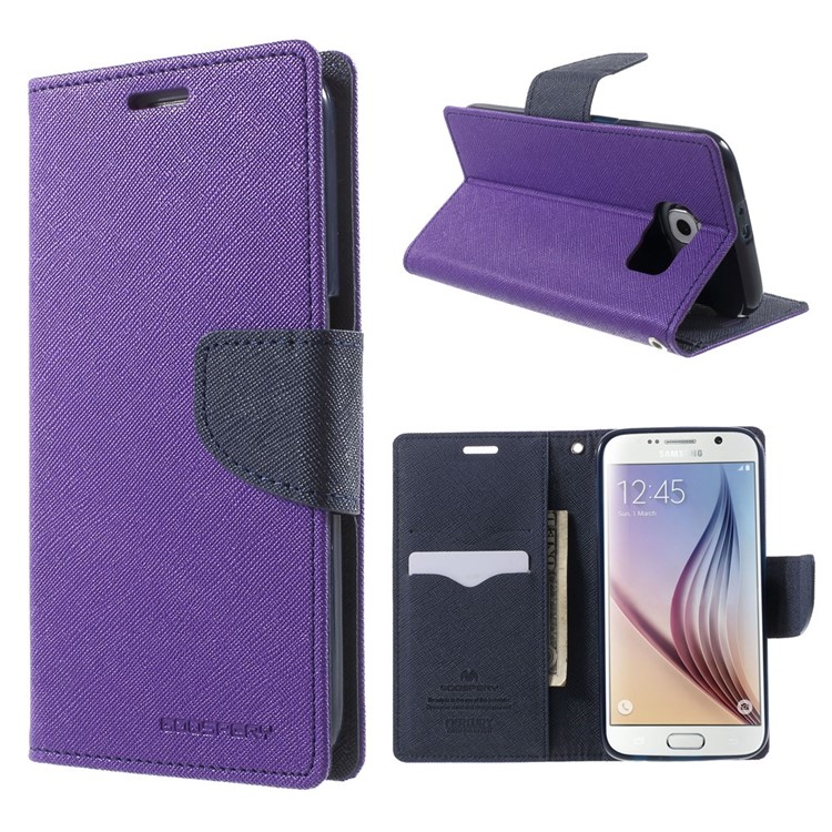 MERCURY Goospery for Samsung Galaxy S6 G920 Fancy Diary Leather Stand Shell - Purple-1
