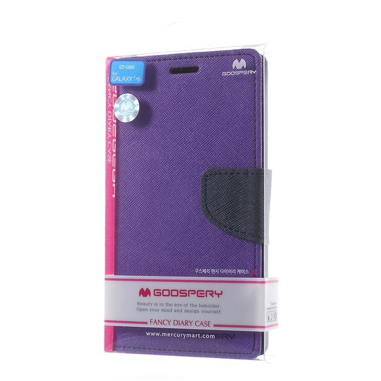 MERCURY Goospery for Samsung Galaxy S6 G920 Fancy Diary Leather Stand Shell - Purple-10