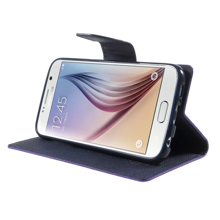 MERCURY Goospery for Samsung Galaxy S6 G920 Fancy Diary Leather Stand Shell - Purple-3