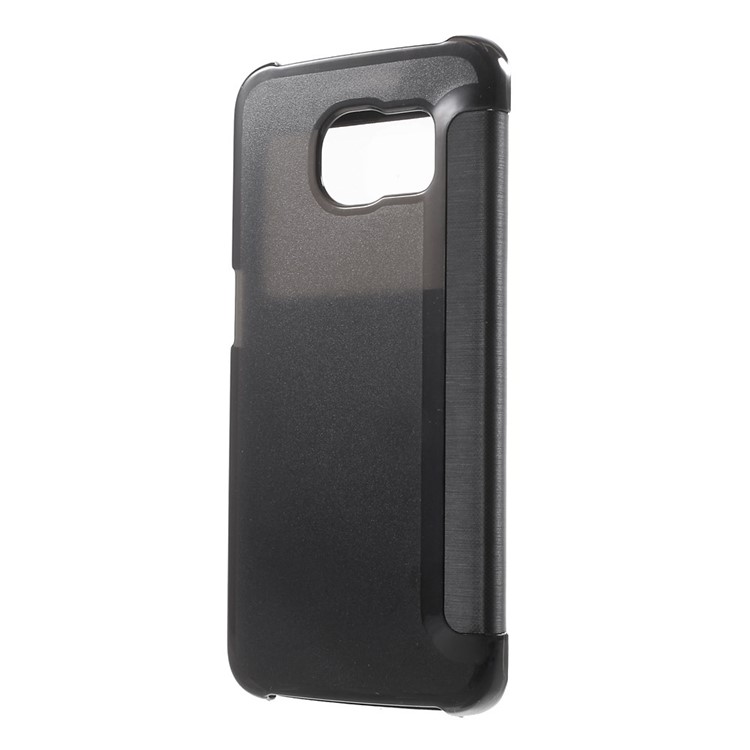 View Window Leather Folio Case for Samsung Galaxy S6 edge G925 - Black-2