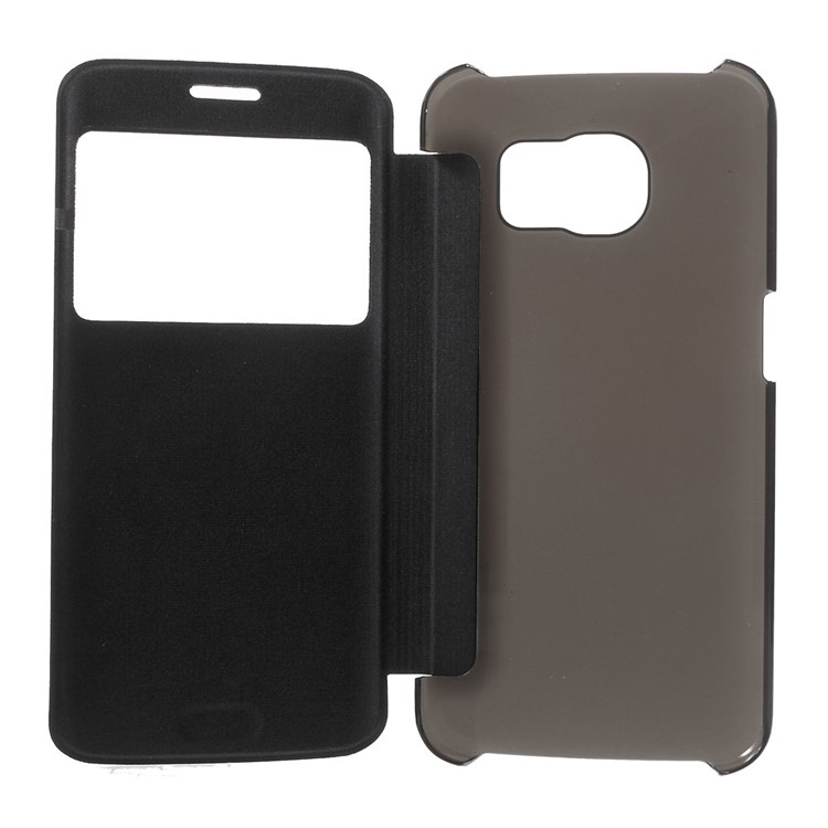 View Window Leather Folio Case for Samsung Galaxy S6 edge G925 - Black-4