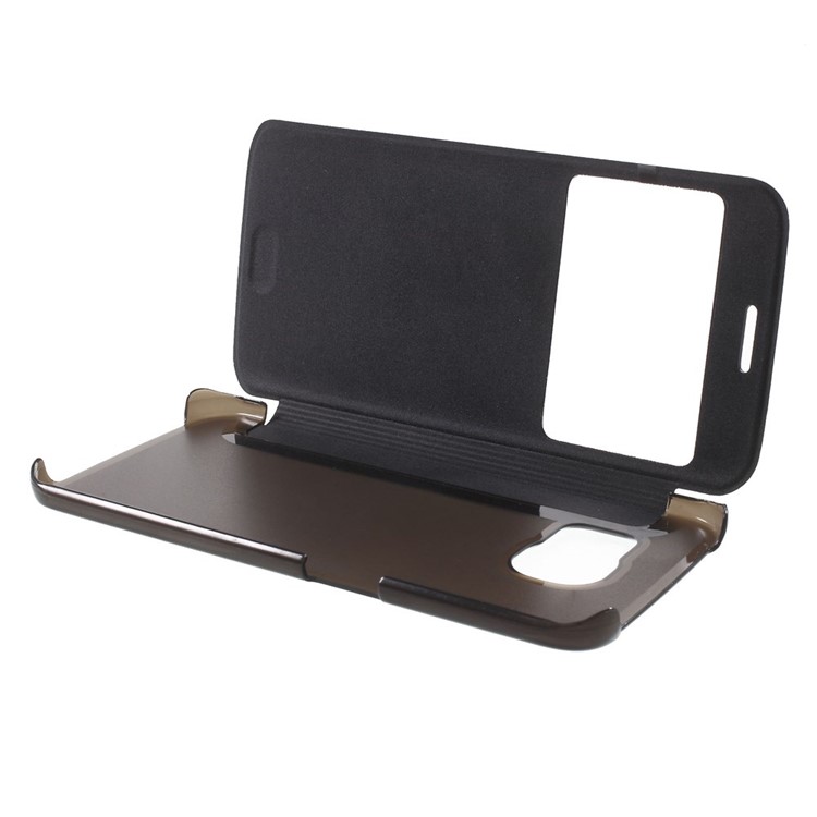 View Window Leather Folio Case for Samsung Galaxy S6 edge G925 - Black-8