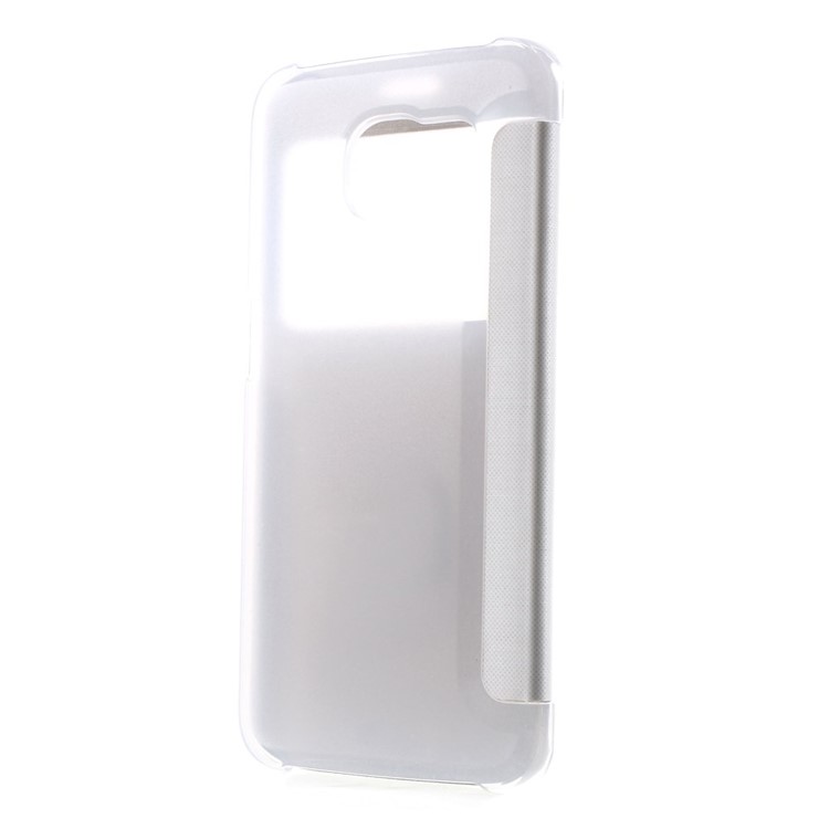 View Window Leather Folio Case for Samsung Galaxy S6 edge G925 - White-2