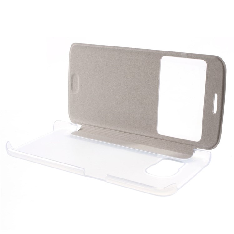 View Window Leather Folio Case for Samsung Galaxy S6 edge G925 - White-7