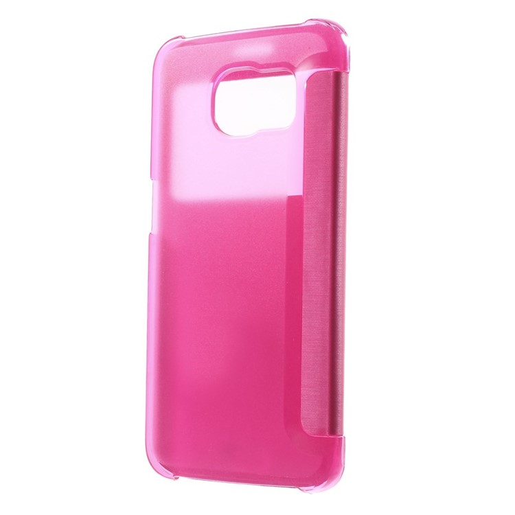 View Window Leather Folio Case for Samsung Galaxy S6 edge G925 - Rose-2