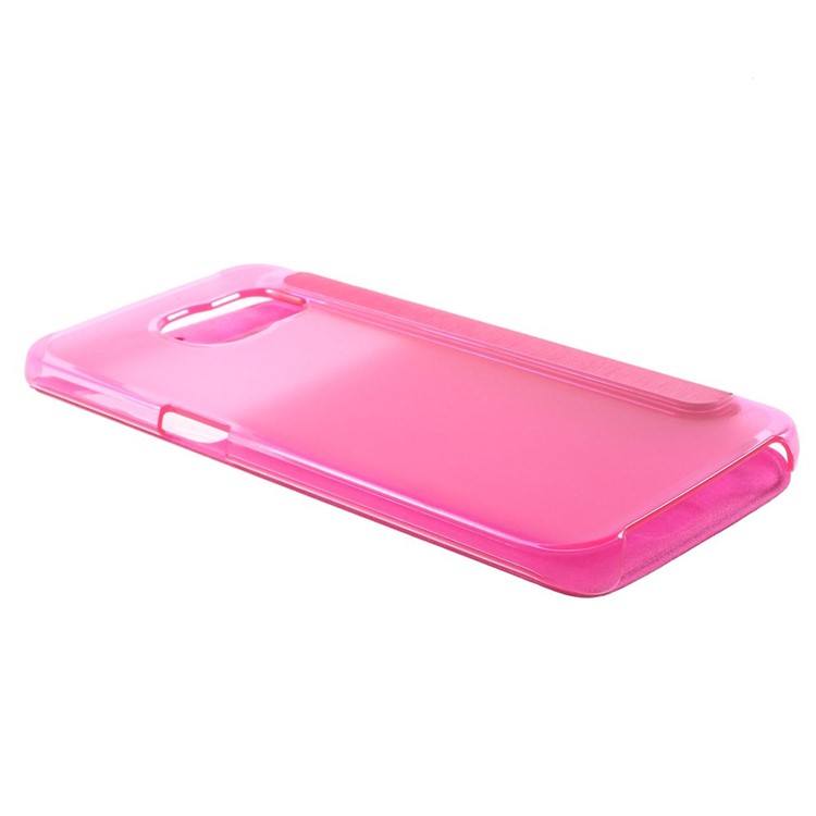 View Window Leather Folio Case for Samsung Galaxy S6 edge G925 - Rose-3