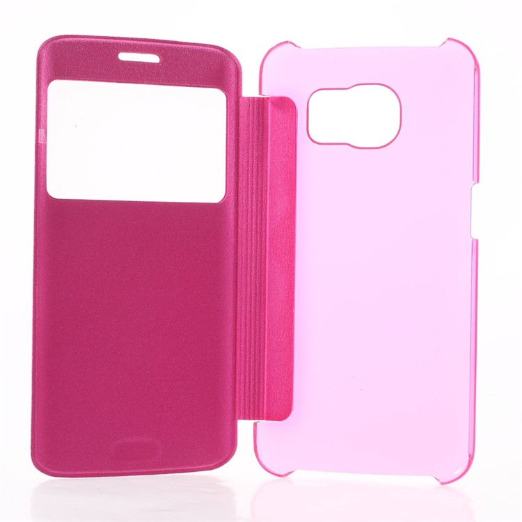View Window Leather Folio Case for Samsung Galaxy S6 edge G925 - Rose-4