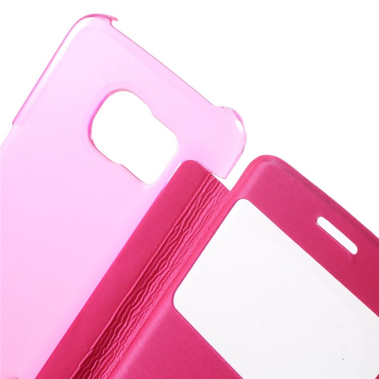 View Window Leather Folio Case for Samsung Galaxy S6 edge G925 - Rose-5