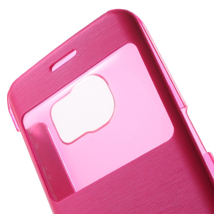 View Window Leather Folio Case for Samsung Galaxy S6 edge G925 - Rose-6