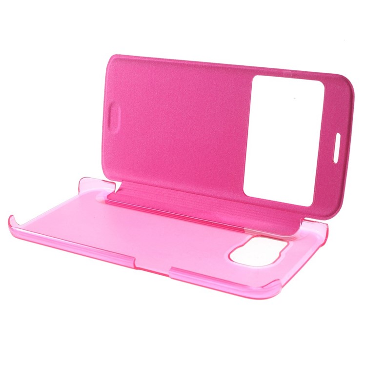 View Window Leather Folio Case for Samsung Galaxy S6 edge G925 - Rose-8
