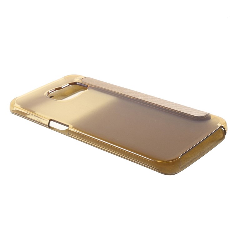 View Window Leather Folio Cover for Samsung Galaxy S6 edge G925 - Gold-3