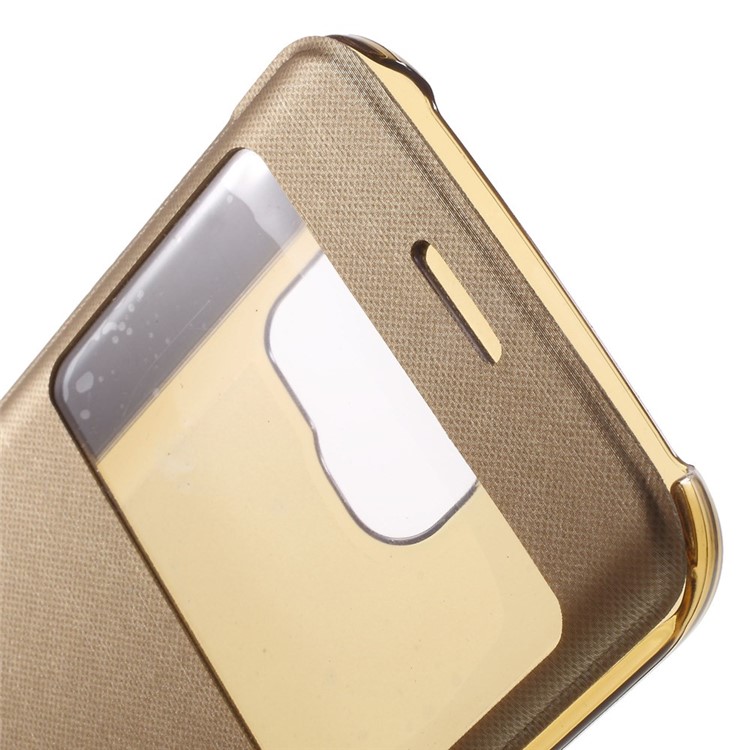 View Window Leather Folio Cover for Samsung Galaxy S6 edge G925 - Gold-6