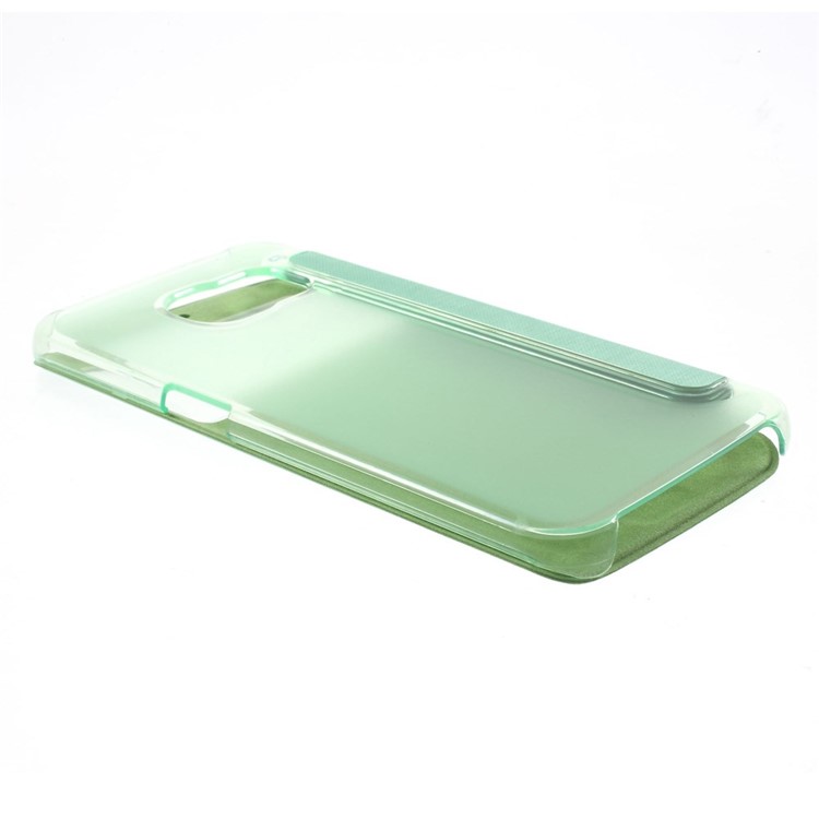 View Window Leather Folio Cover for Samsung Galaxy S6 edge G925 - Cyan-3