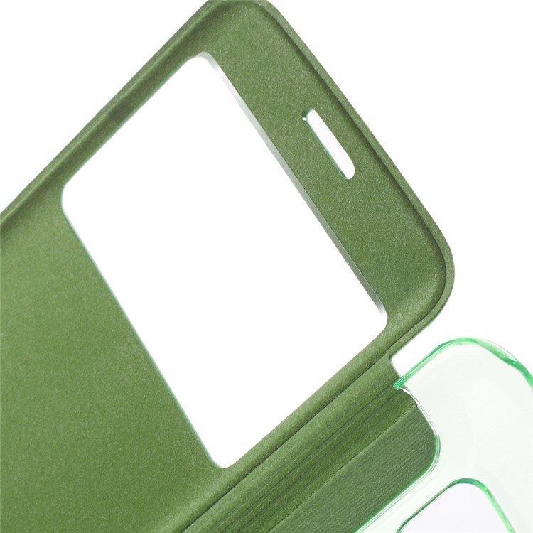View Window Leather Folio Cover for Samsung Galaxy S6 edge G925 - Cyan-5
