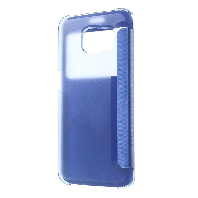 For Samsung Galaxy S6 edge G925 View Window Leather Folio Shell Cover - Blue-2