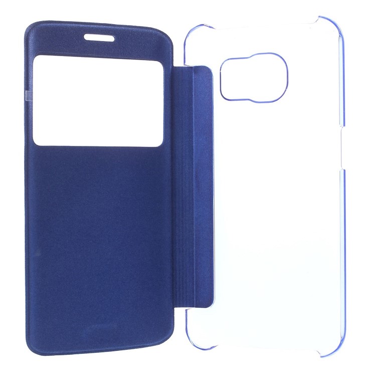 For Samsung Galaxy S6 edge G925 View Window Leather Folio Shell Cover - Blue-4