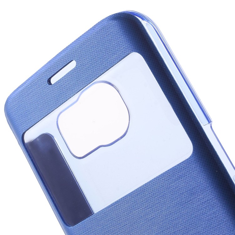 For Samsung Galaxy S6 edge G925 View Window Leather Folio Shell Cover - Blue-5