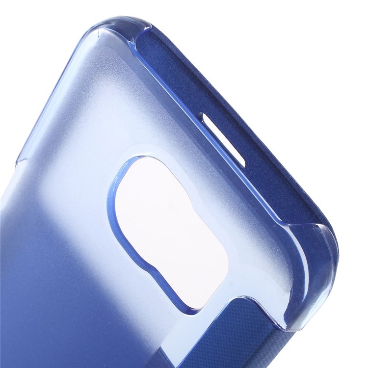 For Samsung Galaxy S6 edge G925 View Window Leather Folio Shell Cover - Blue-6