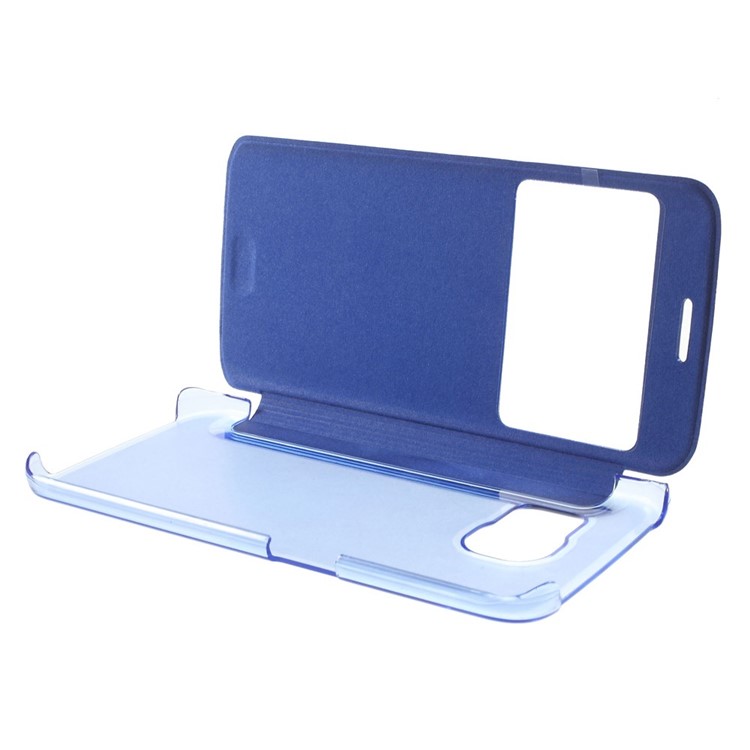 For Samsung Galaxy S6 edge G925 View Window Leather Folio Shell Cover - Blue-8