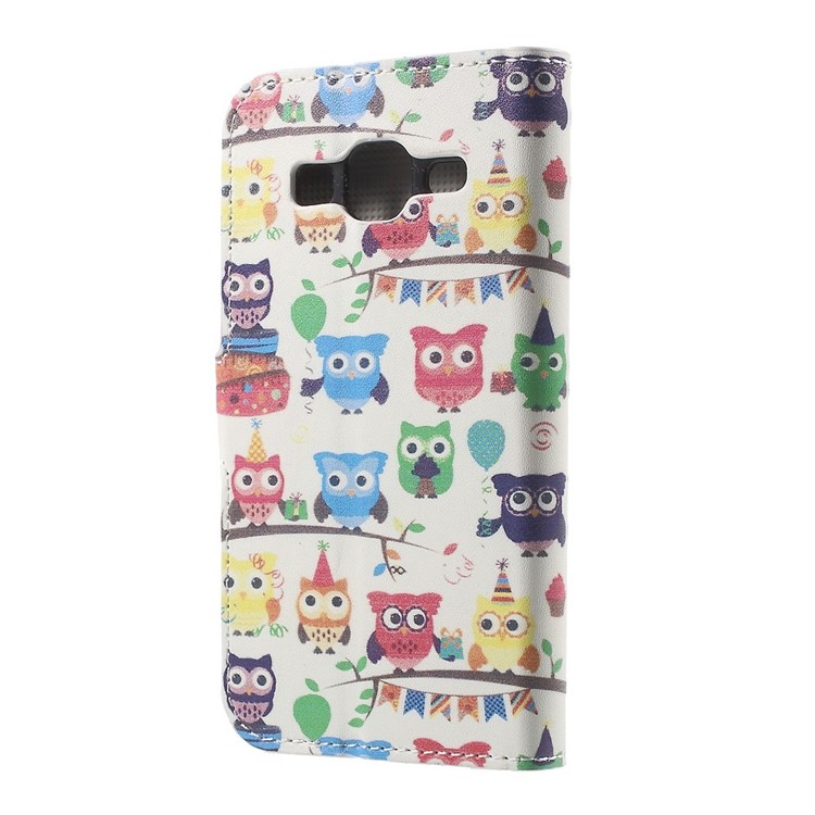 Multiple Cute Owls Leather Wallet Stand Cover for Galaxy Core Prime SM-G360-2