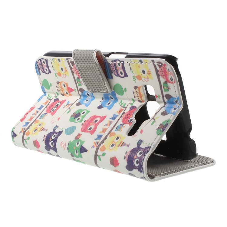 Multiple Cute Owls Leather Wallet Stand Cover for Galaxy Core Prime SM-G360-3
