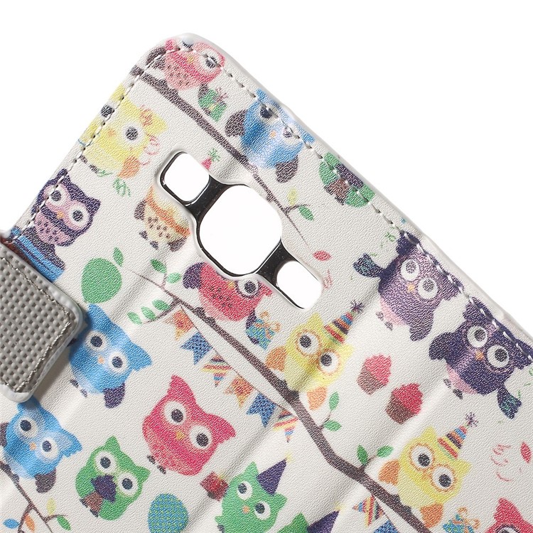 Multiple Cute Owls Leather Wallet Stand Cover for Galaxy Core Prime SM-G360-7