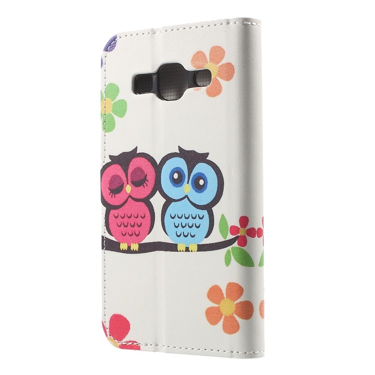 Owl Lover and Flowers Leather Wallet Stand Cover for Galaxy Core Prime SM-G360-2
