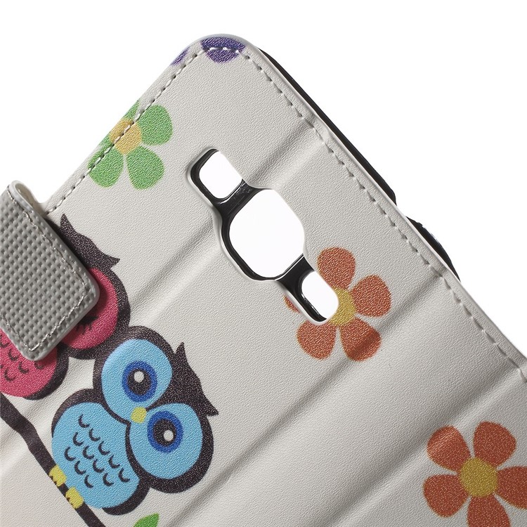 Owl Lover and Flowers Leather Wallet Stand Cover for Galaxy Core Prime SM-G360-7
