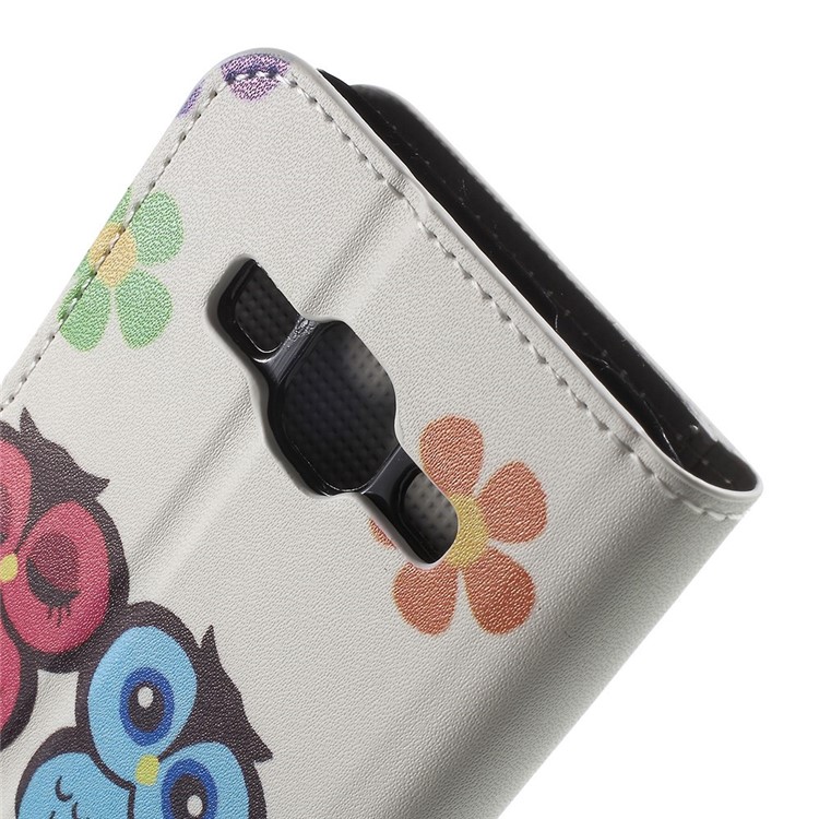 Owl Lover and Flowers Leather Wallet Stand Cover for Galaxy Core Prime SM-G360-8
