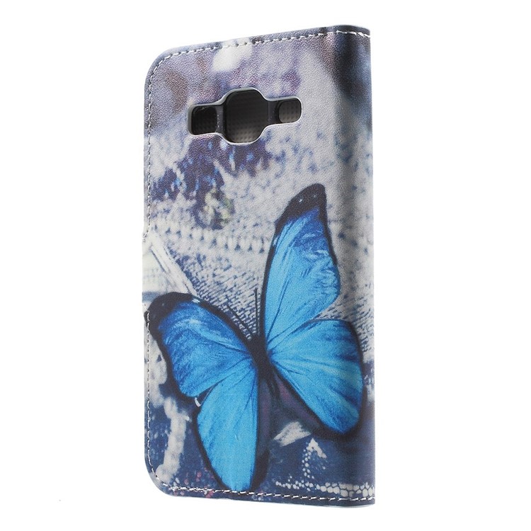 Blue Butterfly Flip Leather Wallet Stand Shell for Galaxy Core Prime SM-G360-2