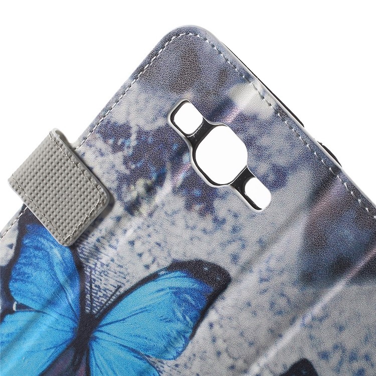 Blue Butterfly Flip Leather Wallet Stand Shell for Galaxy Core Prime SM-G360-7