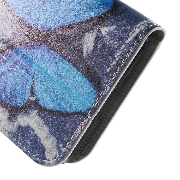 Blue Butterfly Flip Leather Wallet Stand Shell for Galaxy Core Prime SM-G360-9