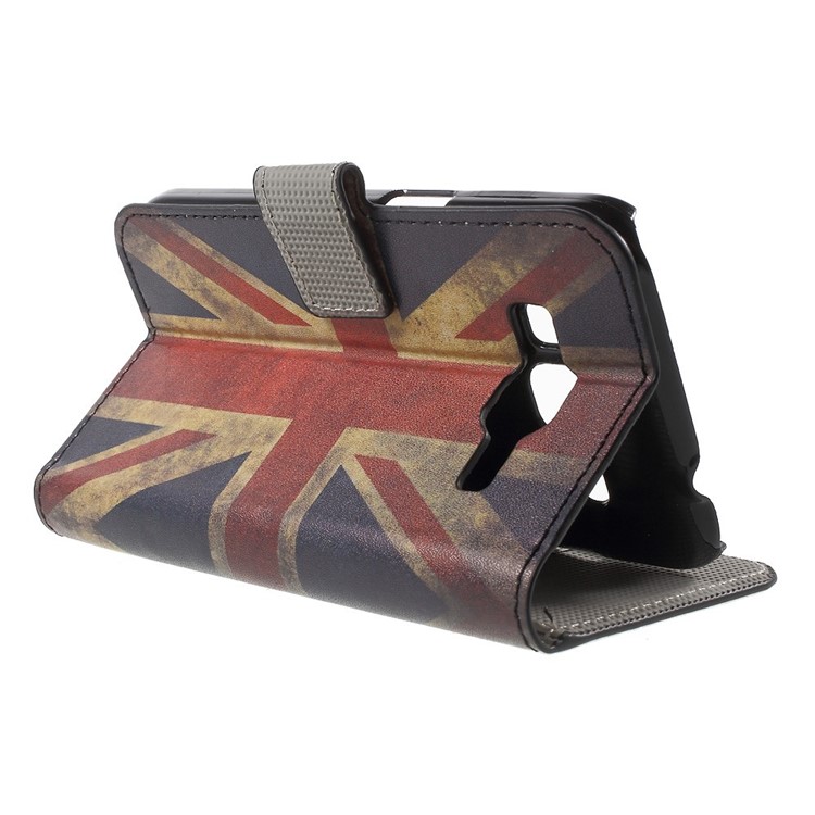 Retro UK Flag Flip Leather Card Holder Stand Cover for Galaxy Core Prime SM-G360-3
