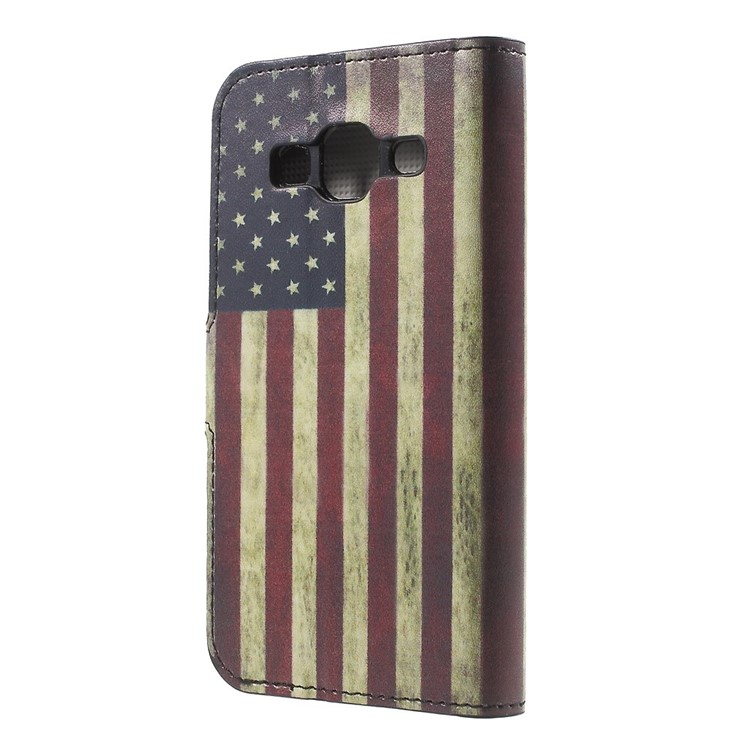 Vintage US Flag Magnetic Leather Card Holder Shell for Galaxy Core Prime SM-G360-2