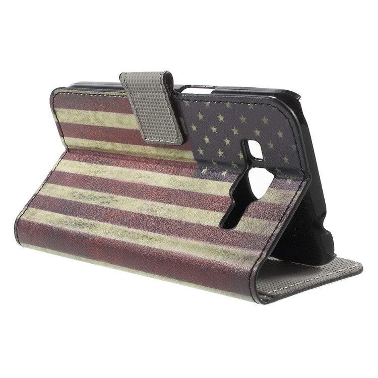 Vintage US Flag Magnetic Leather Card Holder Shell for Galaxy Core Prime SM-G360-3