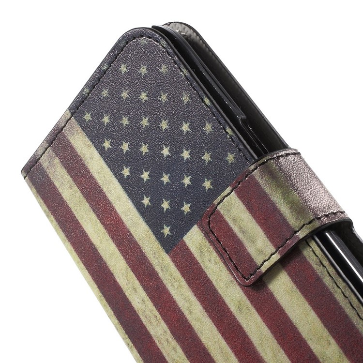 Vintage US Flag Magnetic Leather Card Holder Shell for Galaxy Core Prime SM-G360-7