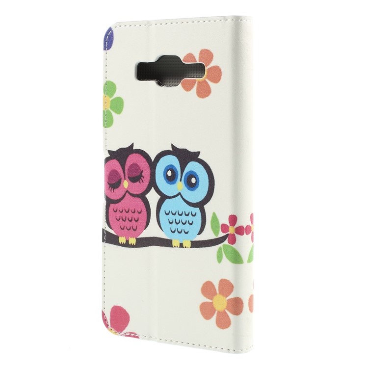 Owl Lover and Flowers Magnetic Stand Leather Shell for Samsung Galaxy Grand Prime SM-G530H-2