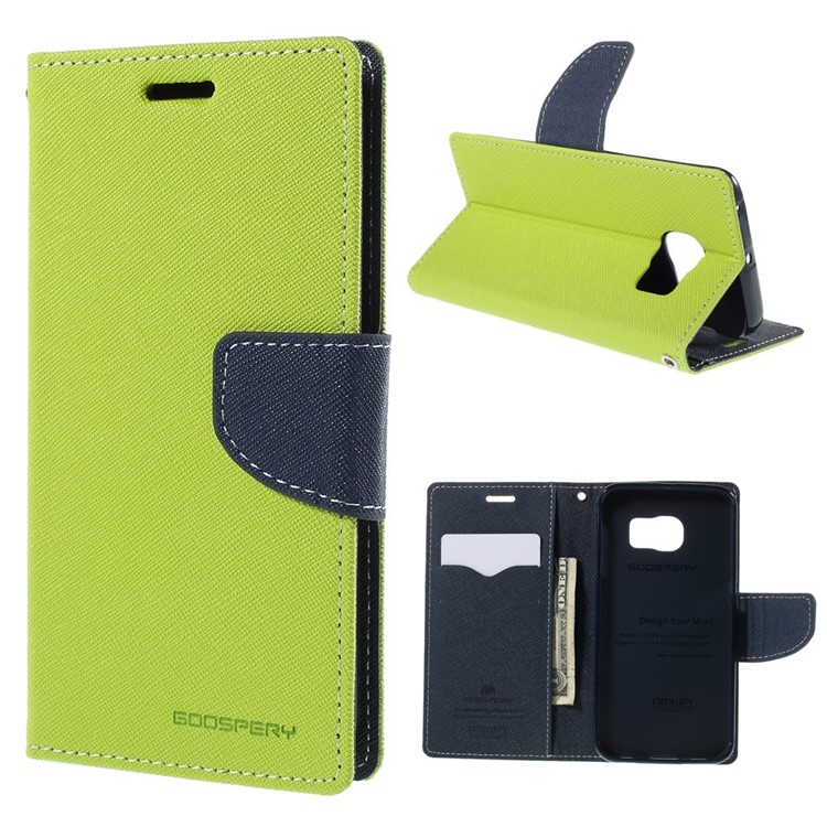

MERCURY Goospery Diary Card Holder Leather Cover for Samsung Galaxy S6 Edge G925 - Green