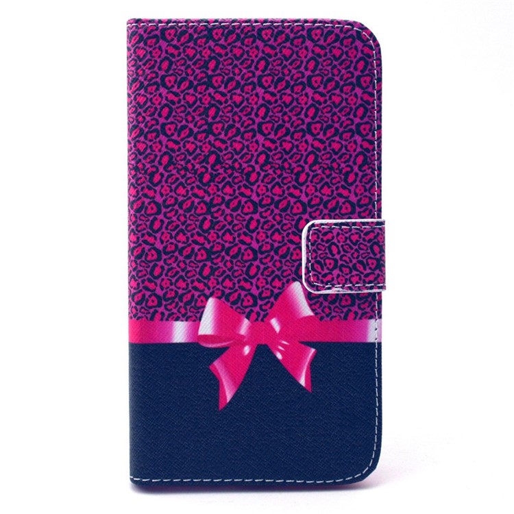 Leather Card Holder Cover for Galaxy Grand Prime SM-G530H - Leopard and Bowknot-1