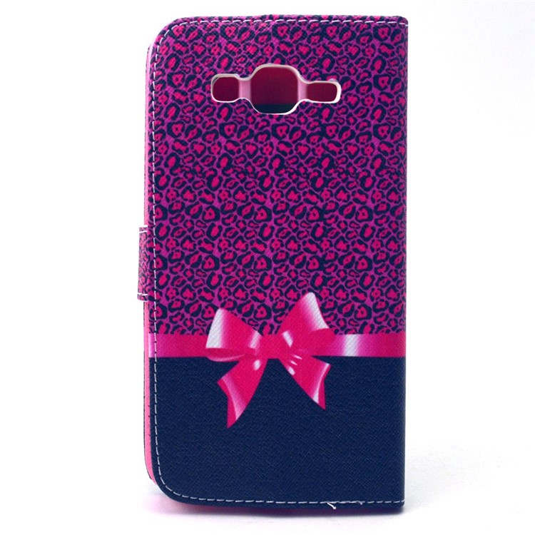 Leather Card Holder Cover for Galaxy Grand Prime SM-G530H - Leopard and Bowknot-2