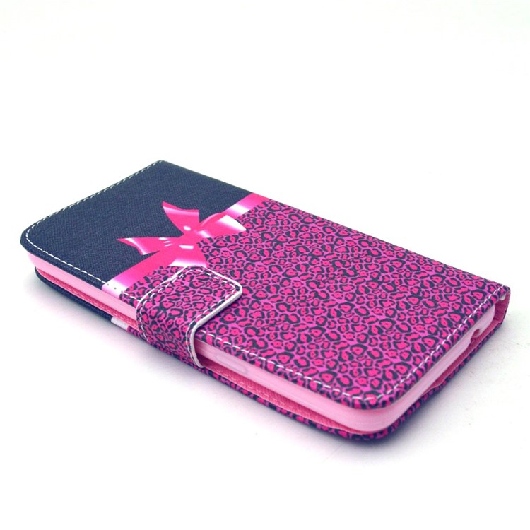 Leather Card Holder Cover for Galaxy Grand Prime SM-G530H - Leopard and Bowknot-3