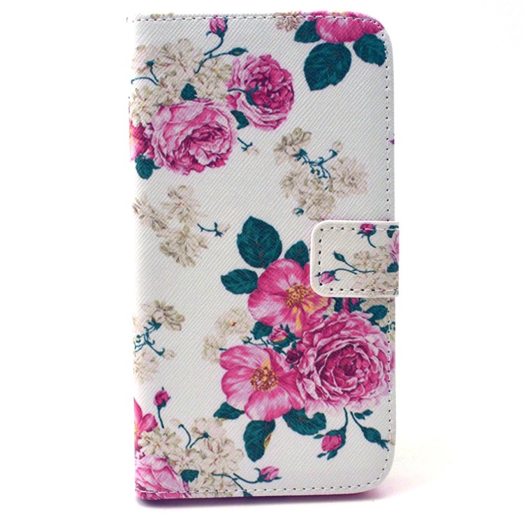 Leather Card Holder Case for Galaxy Grand Prime SM-G530H - Rose Flowers-1