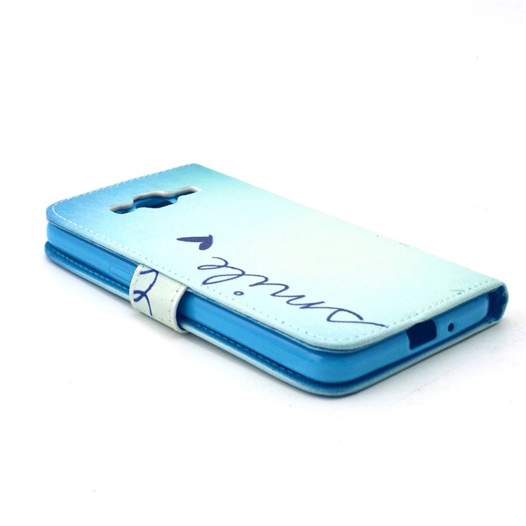 Leather Wallet Stand Case for Galaxy Grand Prime SM-G530H - Smile and Heart-4